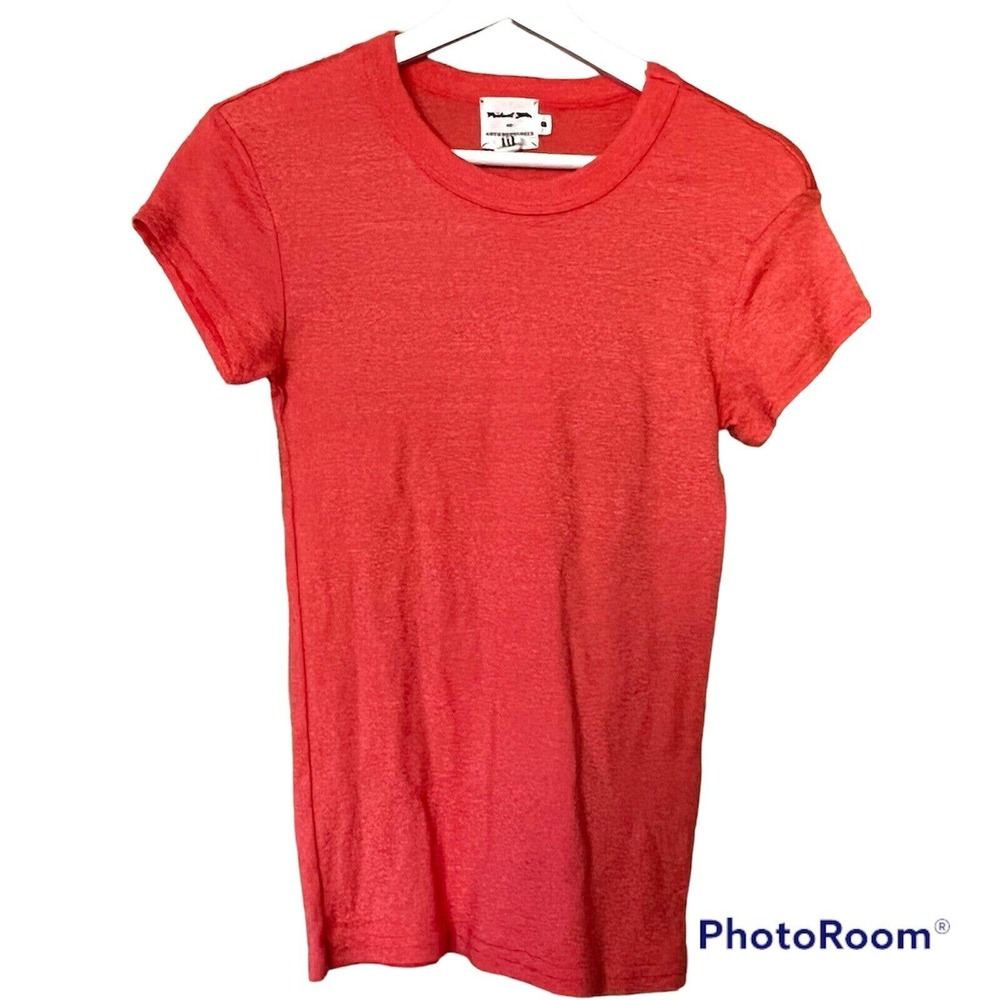 Anthropologie Michael Stars Shirt Women Small Top USA Made Short Sleeve Metallic - Picture 1 of 5
